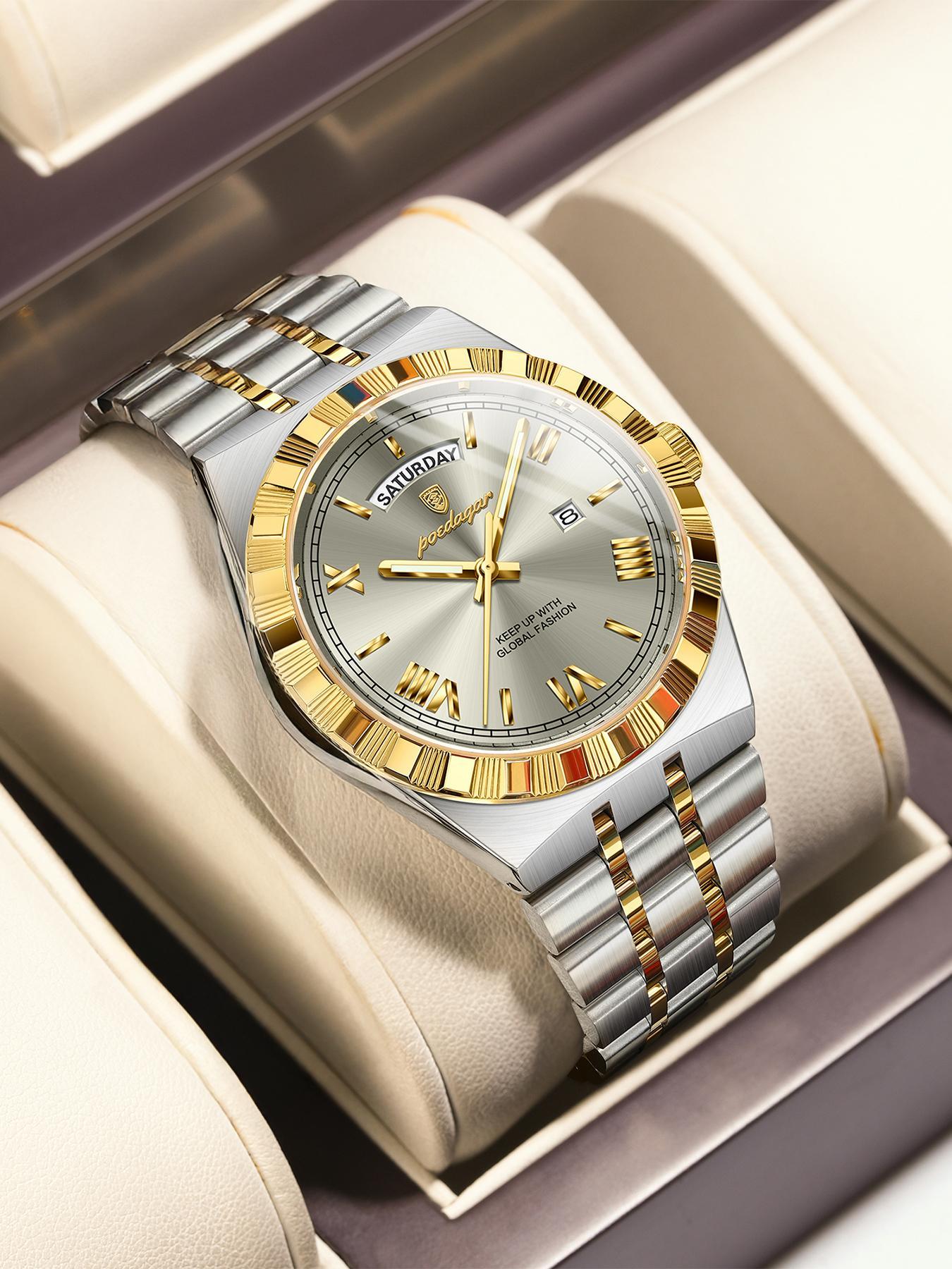 Men's Business Fashion Round Dial Analog Quartz Watch, Fashion Watch for Party, Daily Clothing Decor, Trendy All-match & Exquisite Watch for Birthday Gift with Box, Business Fashion Watches