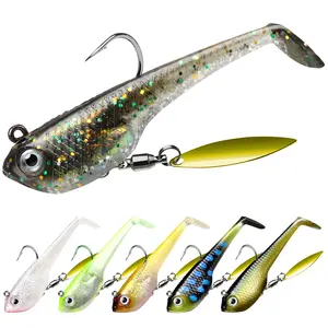 TRUSCEND Pre-Rigged Tadpole Soft Fishing Lures Set with Under Spinner, Ultra-Sharp Hooks, 3D Lifelike Eyes, fishing equipment for Bass Trout Walleye Crappie
