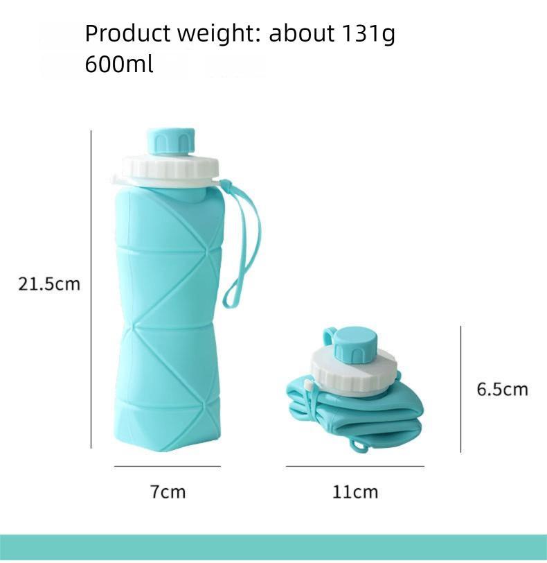 1Pc 600mlLarge Collapsible Silicone Cup-Portable Travel Water Bottle for Outdoor, Food-Grade with Fresh Colors, Foldable Design