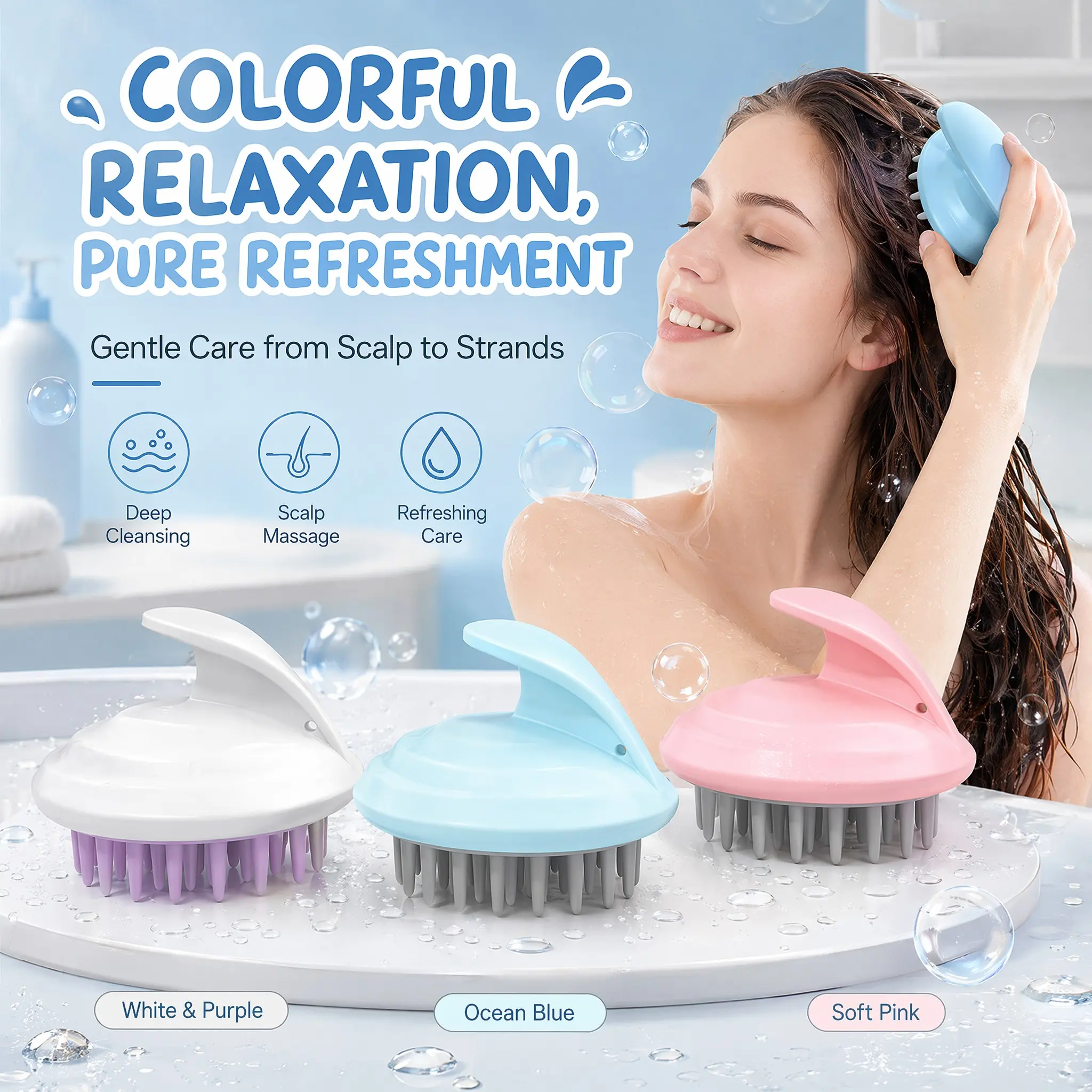Hair Washing Brush Massage Comb, Professional Scalp Care Tool, Anti-Itch Hairbrush for Salon Use, Head Therapy Brush for Deep Cleansing