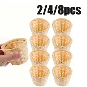 Mini Woven Bamboo Basket Set, Home Decorative Baskets, Desktop Storage Boxes, Ideal for Christmas, Weddings, Parties, Room Decoration