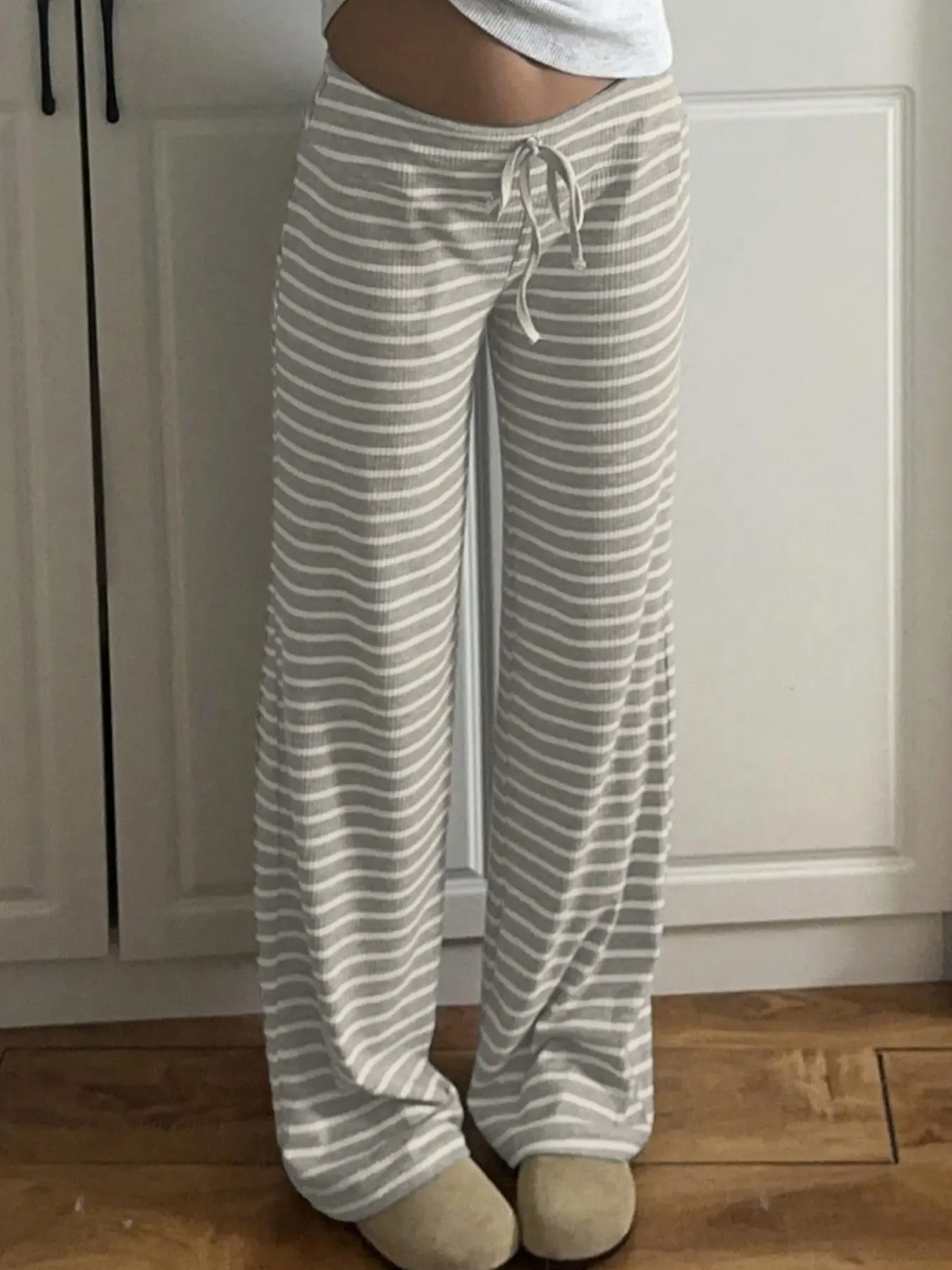Women's Striped Print Drawstring Pants, Casual Comfy Trousers for Daily Wear, Ladies Bottoms for All Seasons, Everyday Wear, Fit, Casual Fashion Bottoms