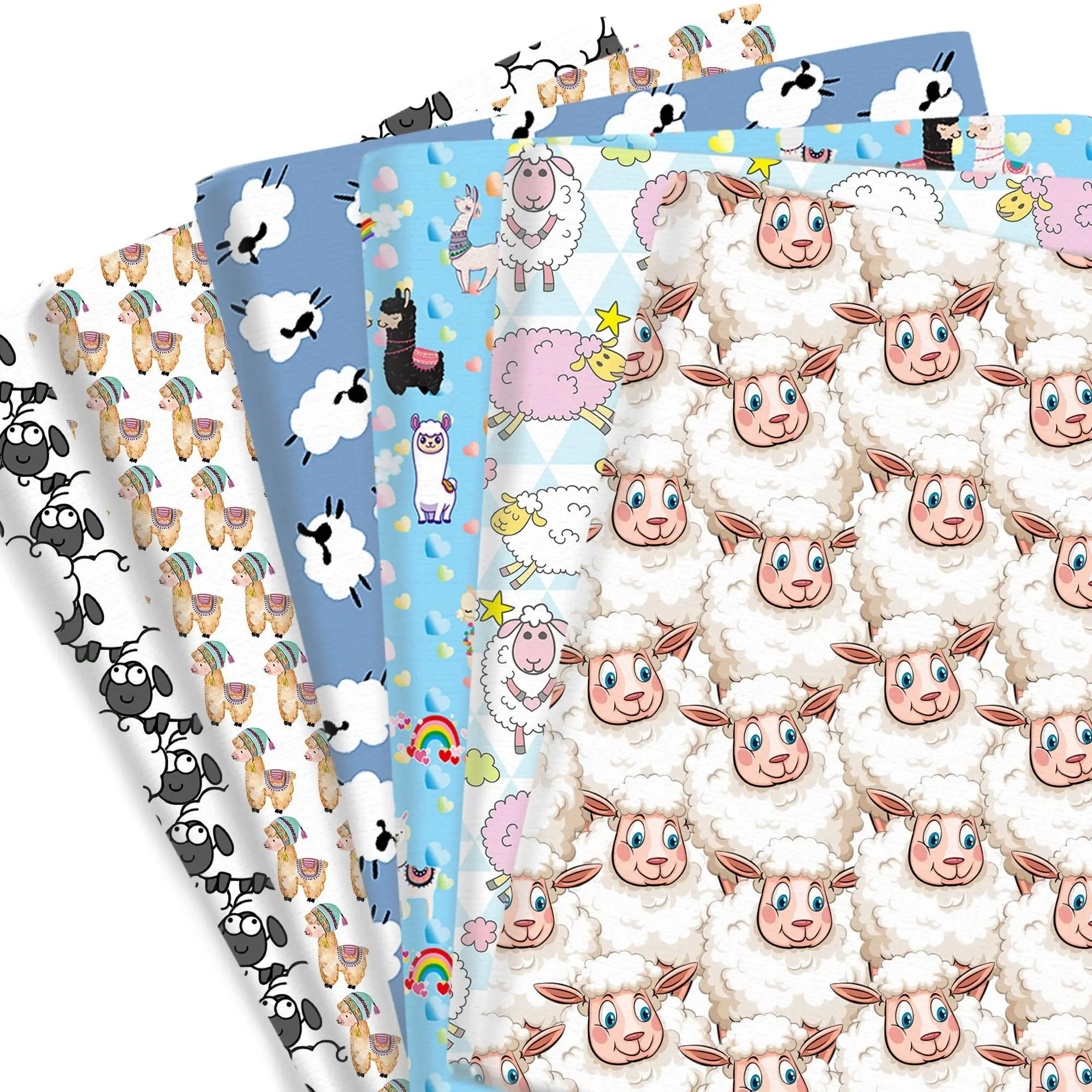 Polyester Cotton Satin Canvas Fabric Sheep PrintCloth Fabric Patches Dress Home Textile Handmade DIY By The Meter 50*145cm/pcs