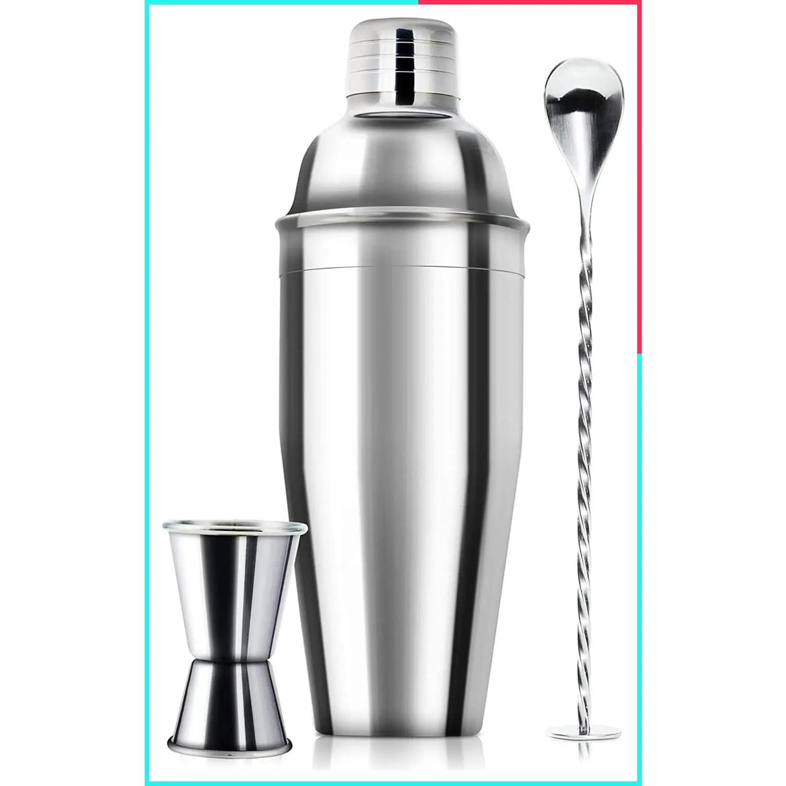24oz Cocktail Shaker Bar Set - Professional Stainless Steel Margarita Mixer Drink Shaker with Built-in Bartender Strainer, Martini Kit
