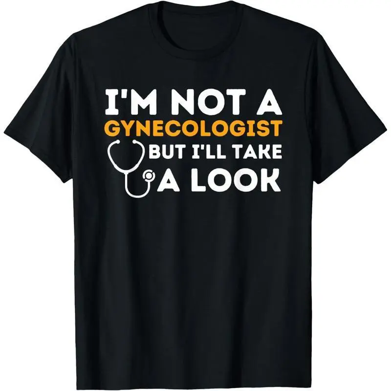 Women's Graphic T-Shirt with "I'm Not A Gynecologist" Funny Quote, Casual Fitted Soft Short-Sleeve Top for Daily Wear, Shortsleeve, Clothes, Women's Clothes, Elastic Fit, Humorous Quote, Cotton, Comfortable, Tshirt, Simple, Humor Quote