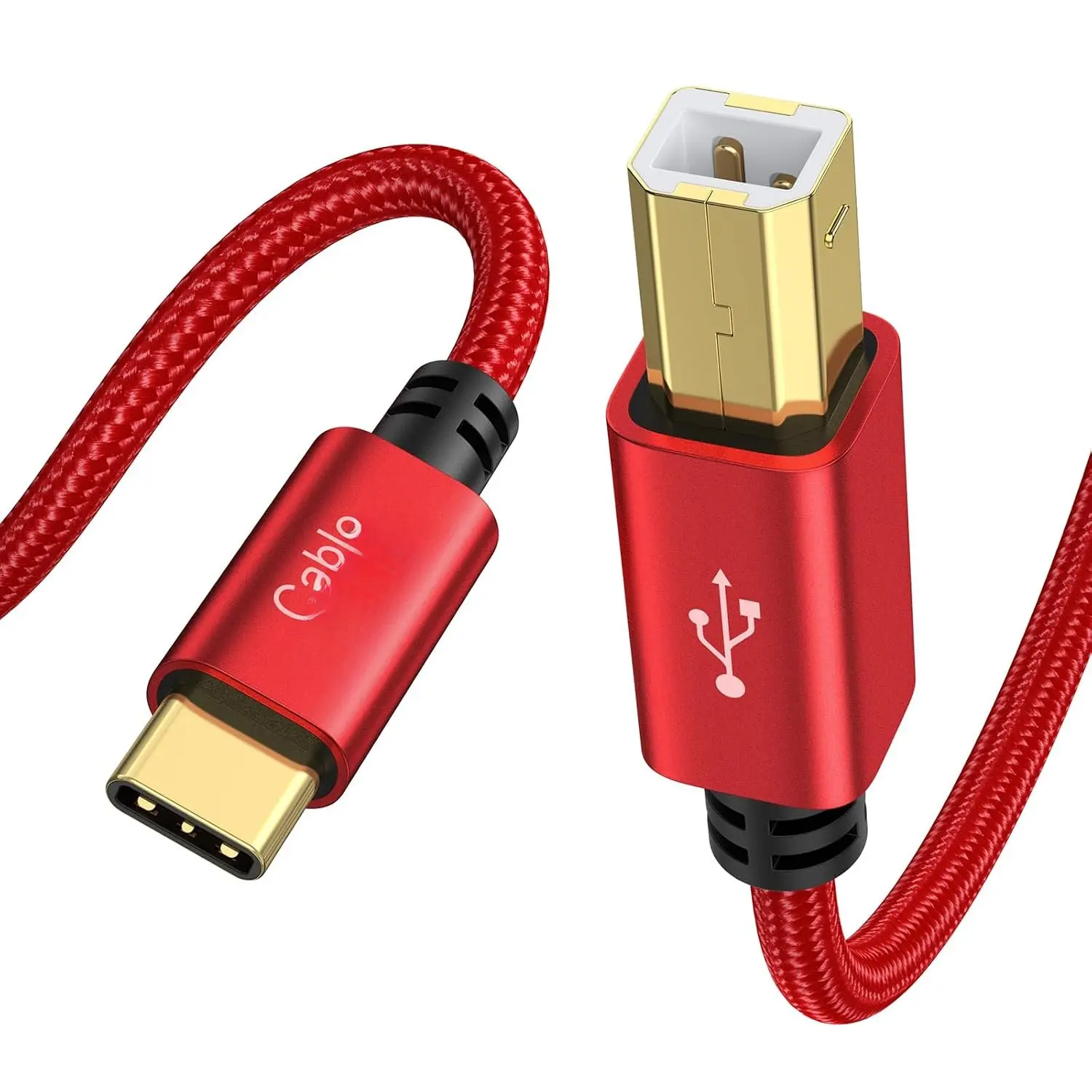 USB B to USB C Printer  3.3FT, MIDI  to USB C | Nylon Type C to Type B 2.0 Printer Cord for MacBook, iPad,  Piano, MIDI Keyboard, DJ Controller, DAC, 1.0M, Red