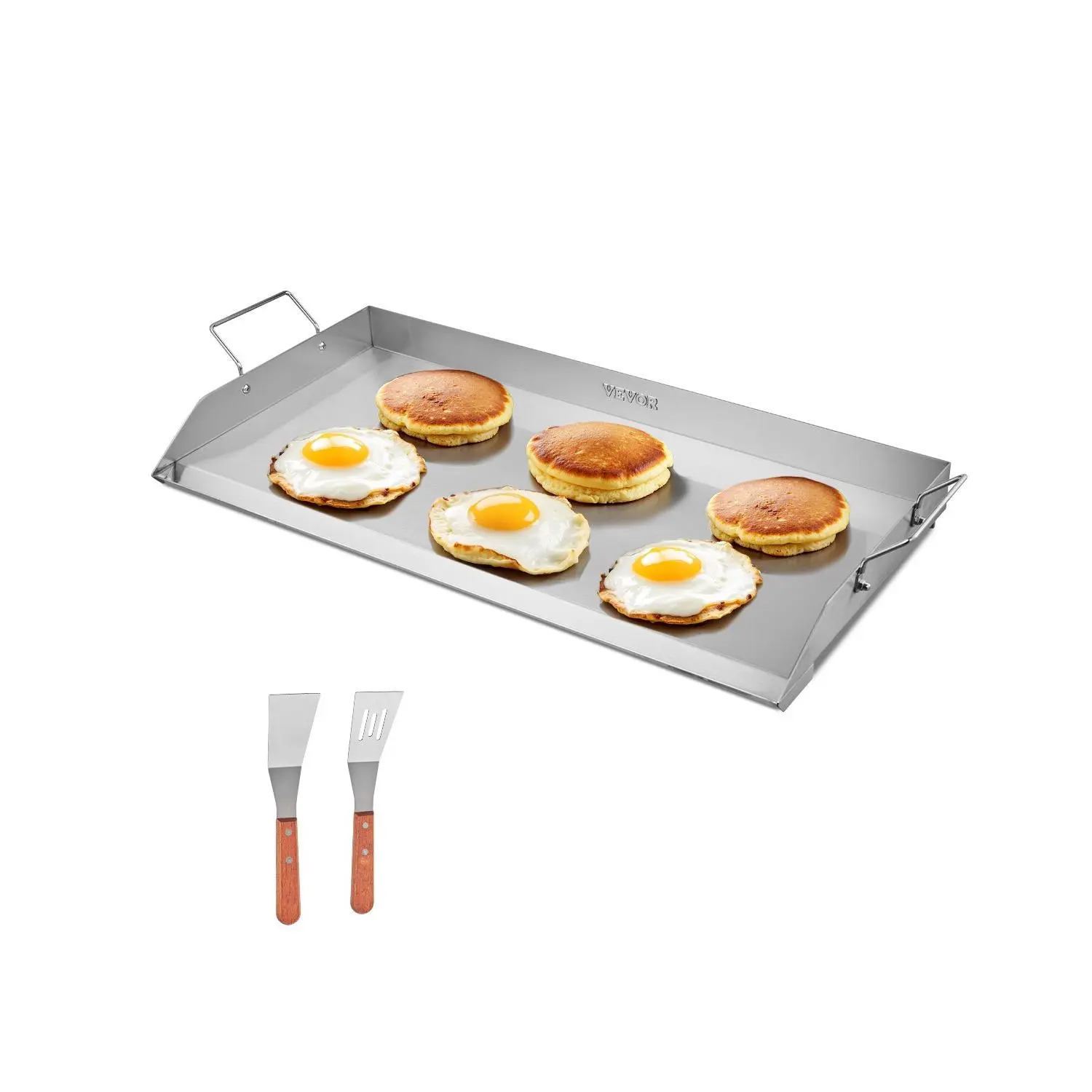 【Summerfinds】VEVOR Stainless Steel Griddle, 32x16 inch Universal Flat Top Rectangular Plate, Gas Grill Griddle for BBQ Grill, Teppanyaki, Portable Family Cookware with Handle, for Camping Tailgating Party