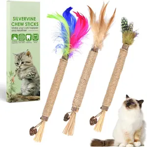 3 Pack Silvervine Sticks for Cats, Natural Matatabi Catnip Chew Toys for Kittens and Indoor Cats, Interactive Dental Chew Sticks, Cat Enrichment Toys for Aggressive Chewers
