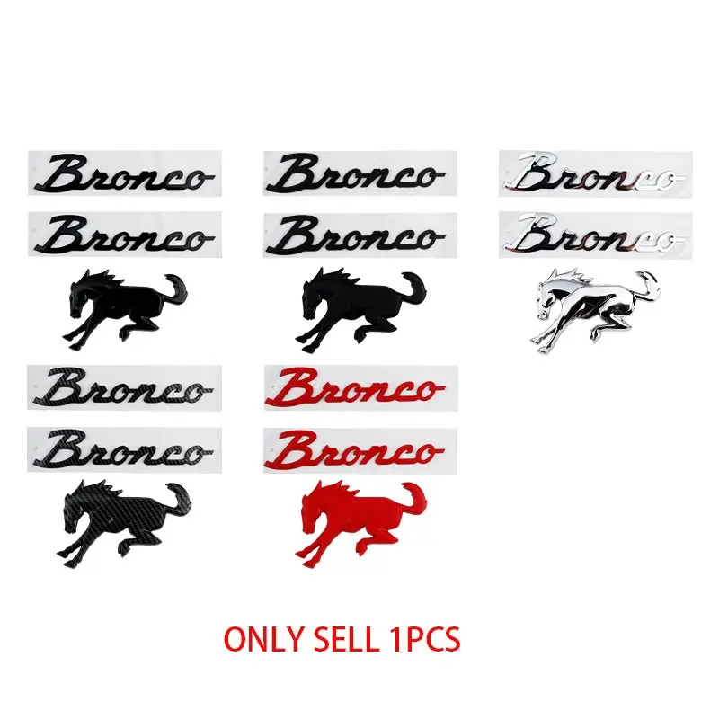 3pcs/set Bronco Ford Bronco Letter Stickers, Horse Car Emblem, Leaf Panel Alphabet Body Decoration, Vehicle Accessories