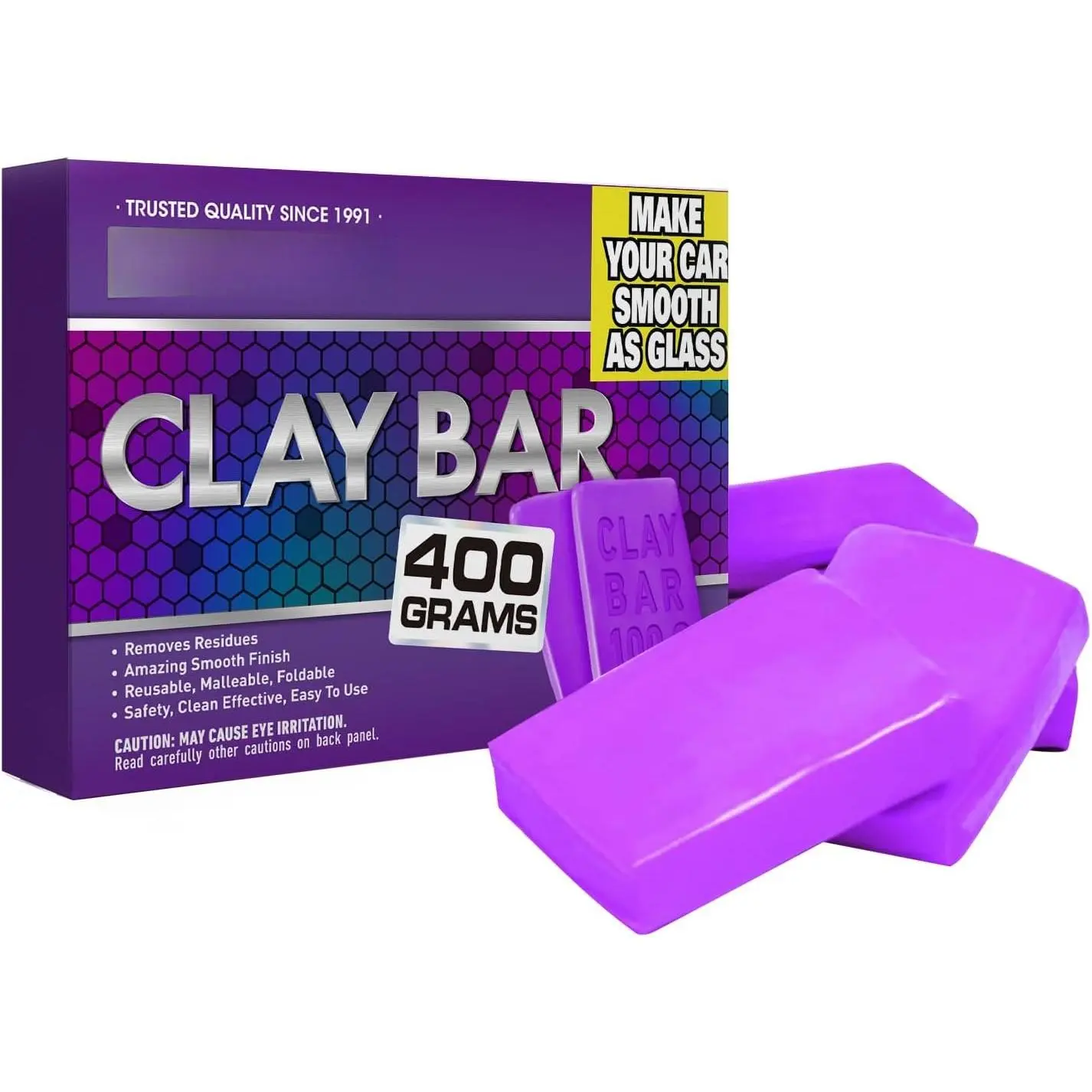 Clay Bar 4 Pack 400g(4x100g), Auto Detailing  Grade No Scratch Magic Clay Bars Cleaner Kit with Washing and Adsorption Capacity for  Auto SUV, RV, ,
