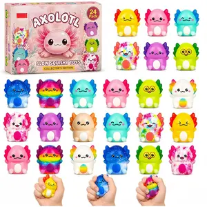 24PC Axolotl Squishy Toys – Soft Slow Rising Stress Relief Sensory Fidget Toys for Kids Boys Girls, Party Favors, Classroom Rewards, Treasure Box Prizes, Novelty Gifts