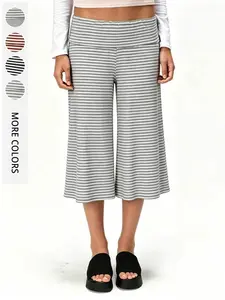 Vintage Wide Leg Pants for Women, High Waist Slimming Flowy Casual Commuter Seven-Eighths Pants, Stylish Retro Design for Daily Wear