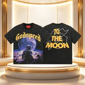 Godspeed Washed Cotton Skull Graphic T-Shirt, Oversized Vintage Streetwear Tee, Loose Fit Crew Neck Short Sleeve Top, Soft Breathable Casual Summer Shirt for Men Women, Trendy Couple Gift