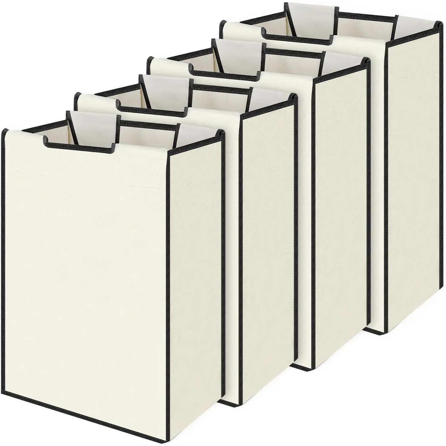 4 Pack Large Laundry Sorter Replacement Bags, Hamper Cart Removable Replacement, Laundry Storage Organizer-Replacement Bags, Beige, Square Shap