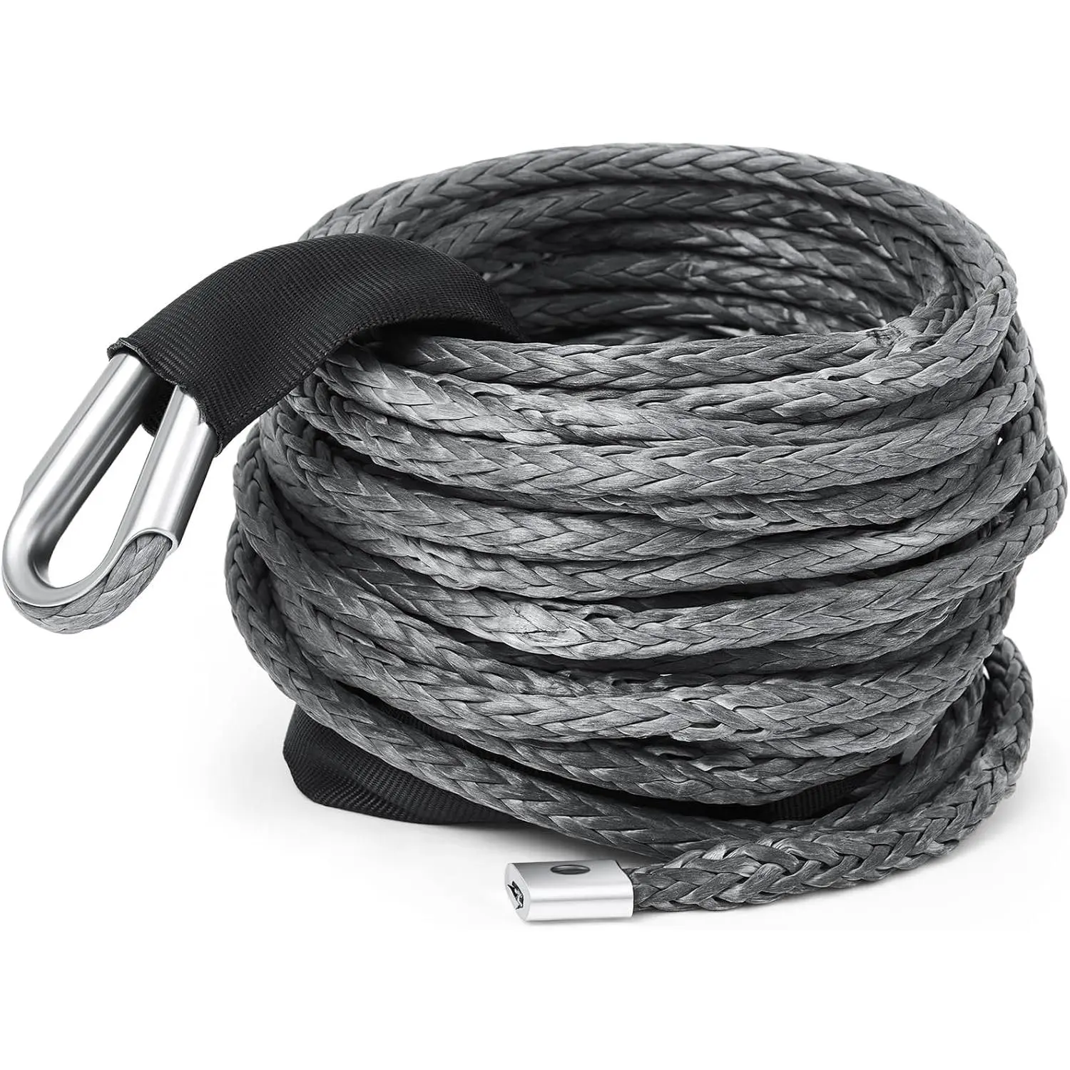 Synthetic Winch Rope 3/8'' x 50ft 13348 Lbs Winch Line Cable with Protective Sleeve for Off Road Vehicle 4WD SUV Truck ATV UTV (Gray)