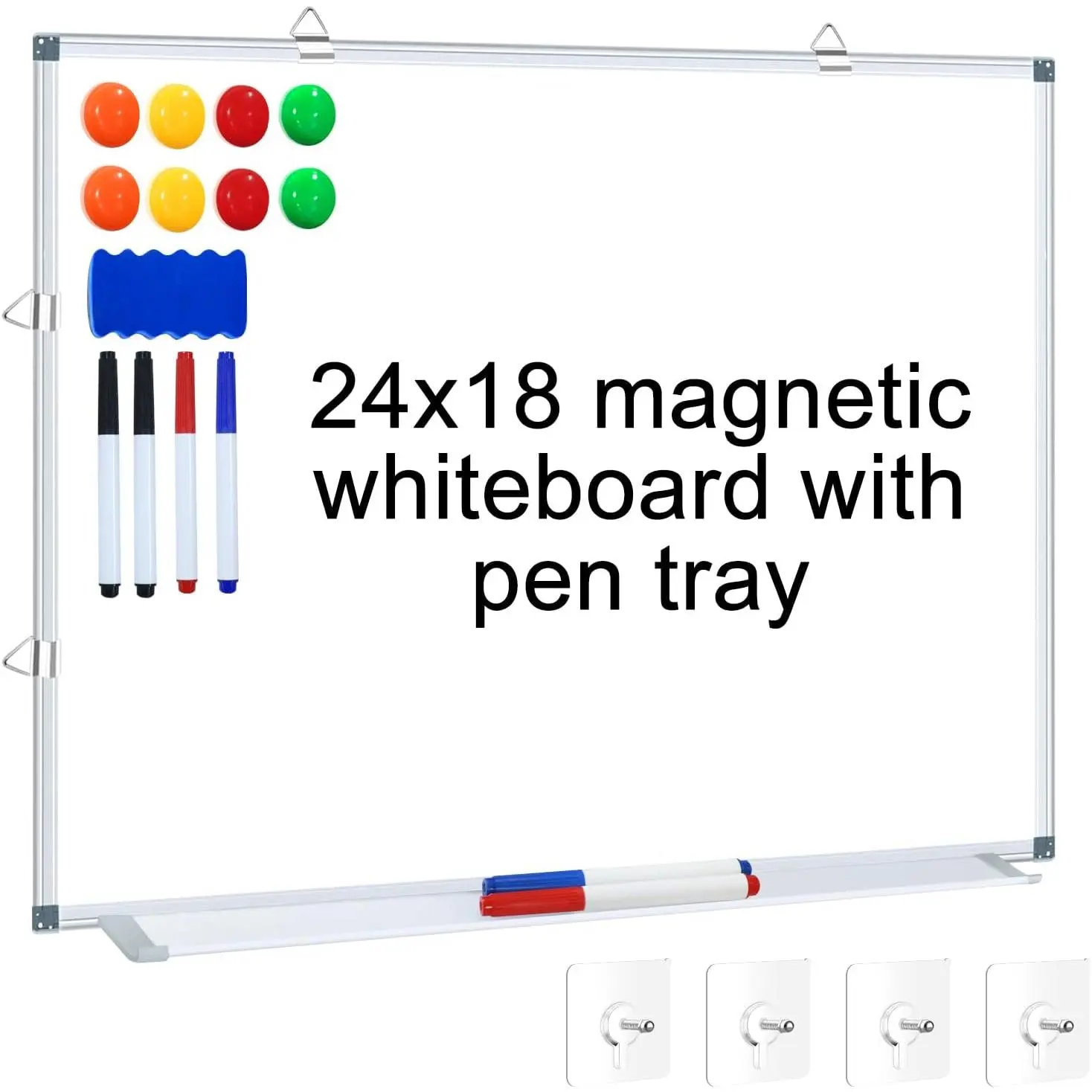 Whiteboard 24" x 18" Dry Erase White Board for Wall,  Mounted Whiteboard with  Marker Tray