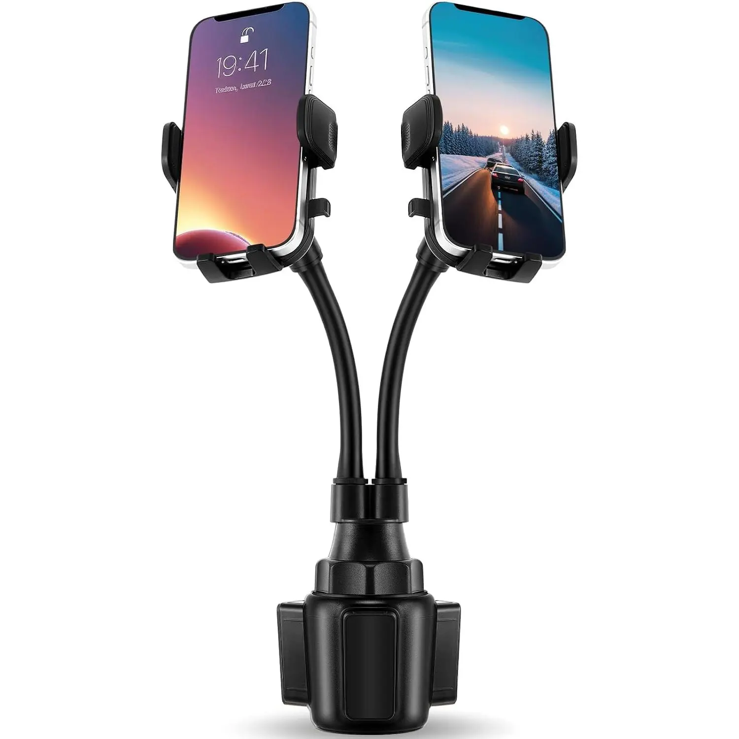 Phone Holder for  360° Rotatable  Mount Long Flexible  Adjustable Double Holder  Size Fits for  2 Phones 2.6"-4.3" Phone (Cradle)