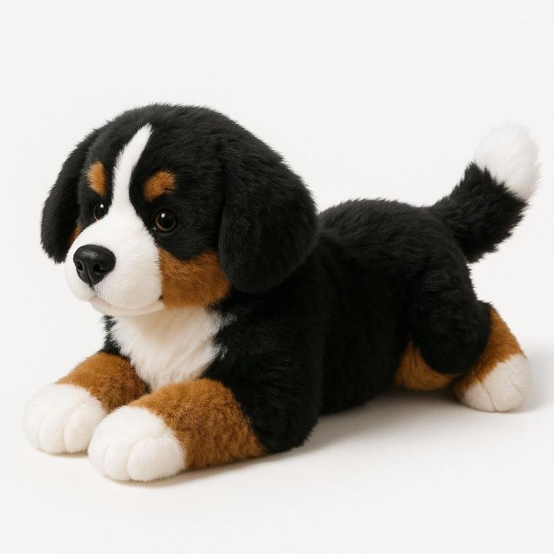 Realistic Bernese Mountain Dog Puppy Plush Toy Soft Fluffy Stuffed Animal for Home Sofa Desktop Decor Cozy Room Ideal Gift Girls
