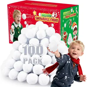 Snowball Fight Set Indoor 100 Pack 2 Inch Large Size Fake Snow Fight Ball for Kids Artificial Snow Balls Kids Toys Winter Snowball Fight Games Xmas Party Decor DIY Supplies Gifts