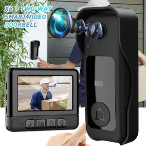 X6 Smart Video Doorbell, Home Security Doorbell, 4.3 Inch Color Screen, HD Video Intercom, Long Battery Life, No Internet Needed, Two-Way Audio, Home Use