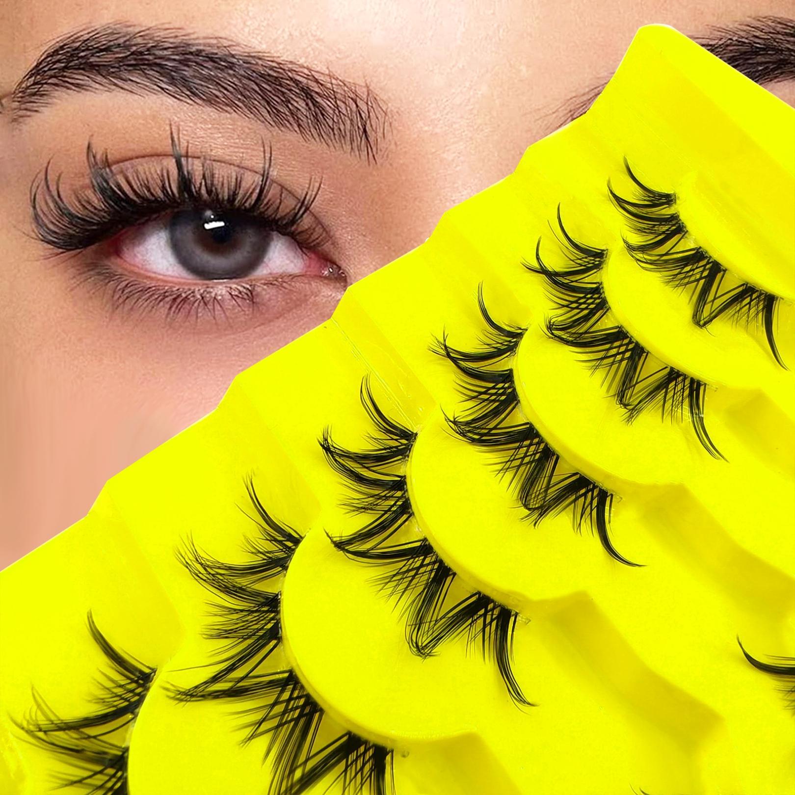 Natural False Eyelashes, 7 Pairs Wispy Faux Cluster Lashes, Volumized False Eyelashes for Women and Girls Eye Makeup Enhancement
