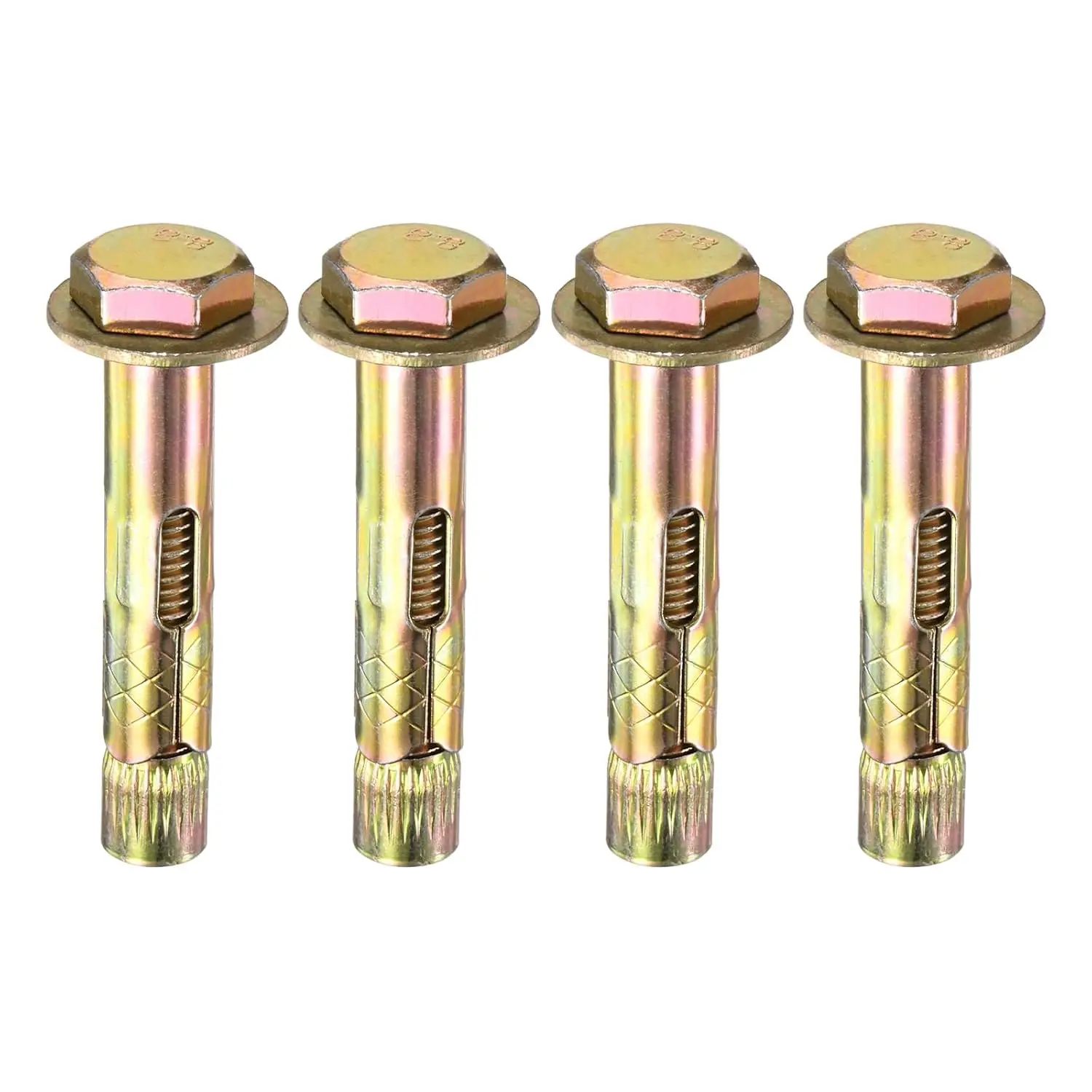4-Pack Hex Expansion Bolt, 10x60 Colored Galvanized Iron-Carbon Steel External Hex Expansion , Anti- etal Bolt for Concrete/Dry Brick/Block Walls