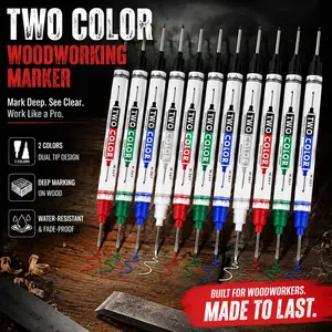 12 PCS Long Head Deep Hole Marker Pens,20mm Long Nib Marker, Longs Nose Markers, Waterproof Construction Markers Marking Tool,Permanent Markers Carpenter Ink marker Pens,Metal marking Pens