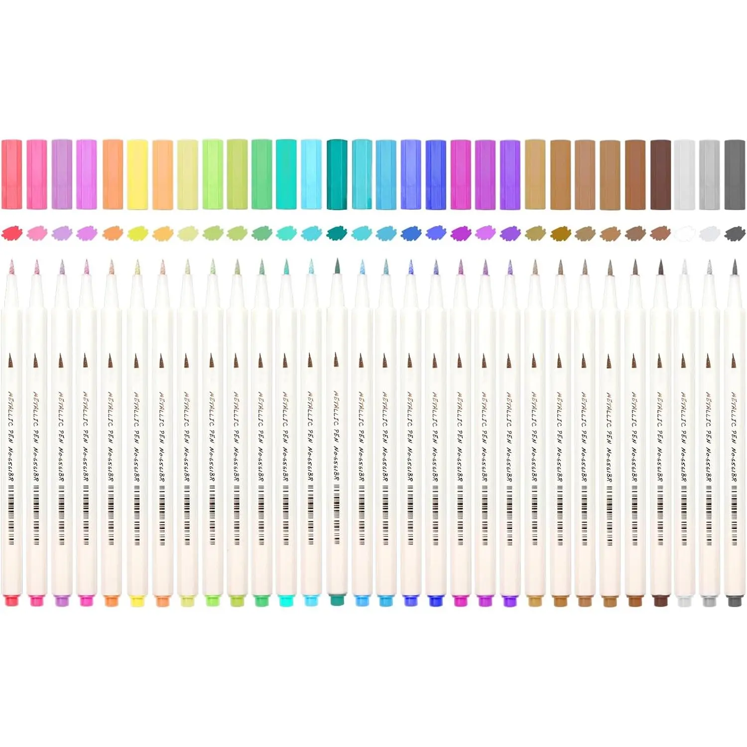 Metallic Brush Pens 30 Colors Art Metallic Markers Soft Brush Tip Calligraphy  Pens for Black Paper Rock Painting Lettering Card Making Glass  Canvas Plastic Stone Scrapbook Crafts
