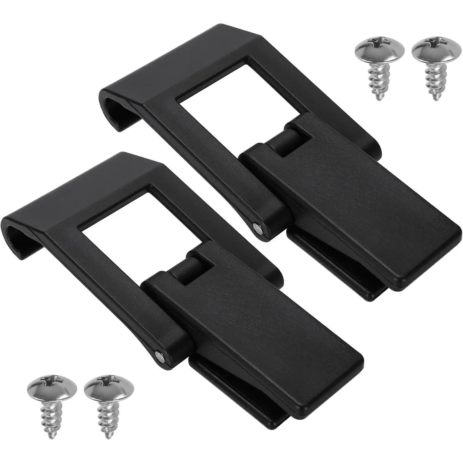 H05021 Black Draw Latches, 2-Hole POM Plastic Latch for Draw Latches, 2 Pack with 4 Screws