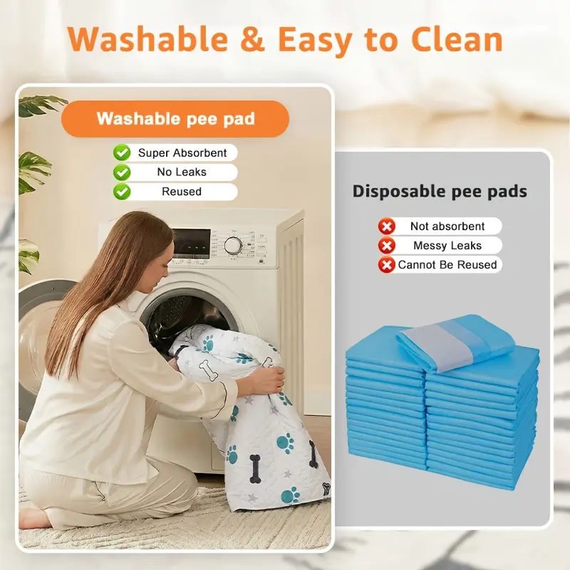 [Washable Underpads 4 Pack] 4 Pack Extra Heavy Absorbency Washable Underpads, Nursing Pads Bed Pads, Reusable Washable Pee Pads for Dogs, Diaper Changing & Adults, Washable Puppy Pads, 41x41in