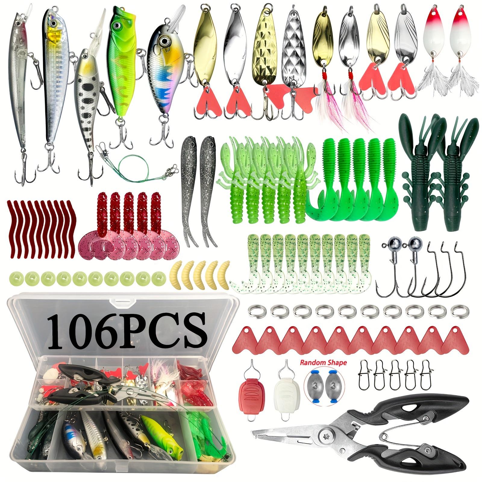 Randomly Shaped Lead Weights, 30/79/84/93/106/283pcs of Fishing Lures for Topwater Fishing, Tackle Kit for Bass, Trout, And Salmon, Including a Lure Kit Box with Minnow Poppers, Spoon Lures, Soft Plastic Worms, Bait Rigs, And Jig Heads