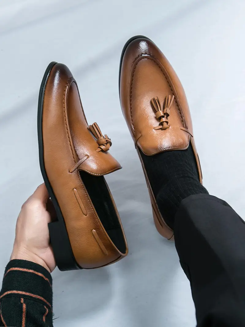 Men's Fringe Casual Shoes, Elegant Business Oxford, Slip-On Formal Footwear, Lightweight Comfortable Fashion, Perfect for Weddings and Parties
