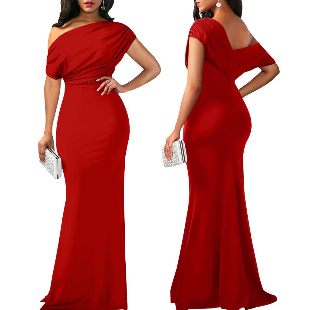2024 Spring Women Elegant Sleeveless Off Shoulder Bodycon Long Formal Party Dress