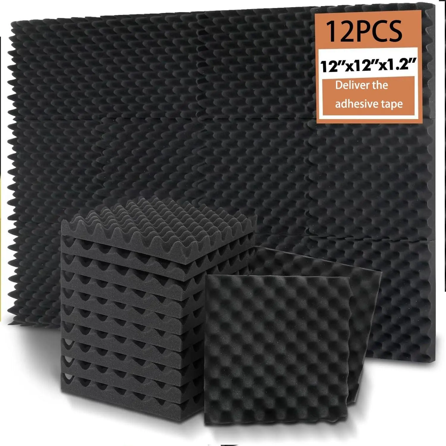 The new 12-piece black 12*12*1-inch high-density flame-retardant egg-cotton sound-absorbing foam board is suitable for use in meeting rooms, recording studios, dance studios, bedroom walls and ceilings, home theaters, and game rooms.