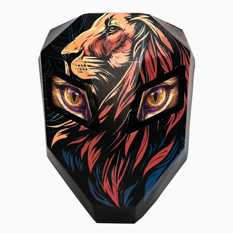 Hard-shell Biker Backpack with LED Programmable Screen, Cyberpunk Lion Design for Men, Expandable Travel Bag for 15.6" Laptop & Helmet, USB Port, Bikers