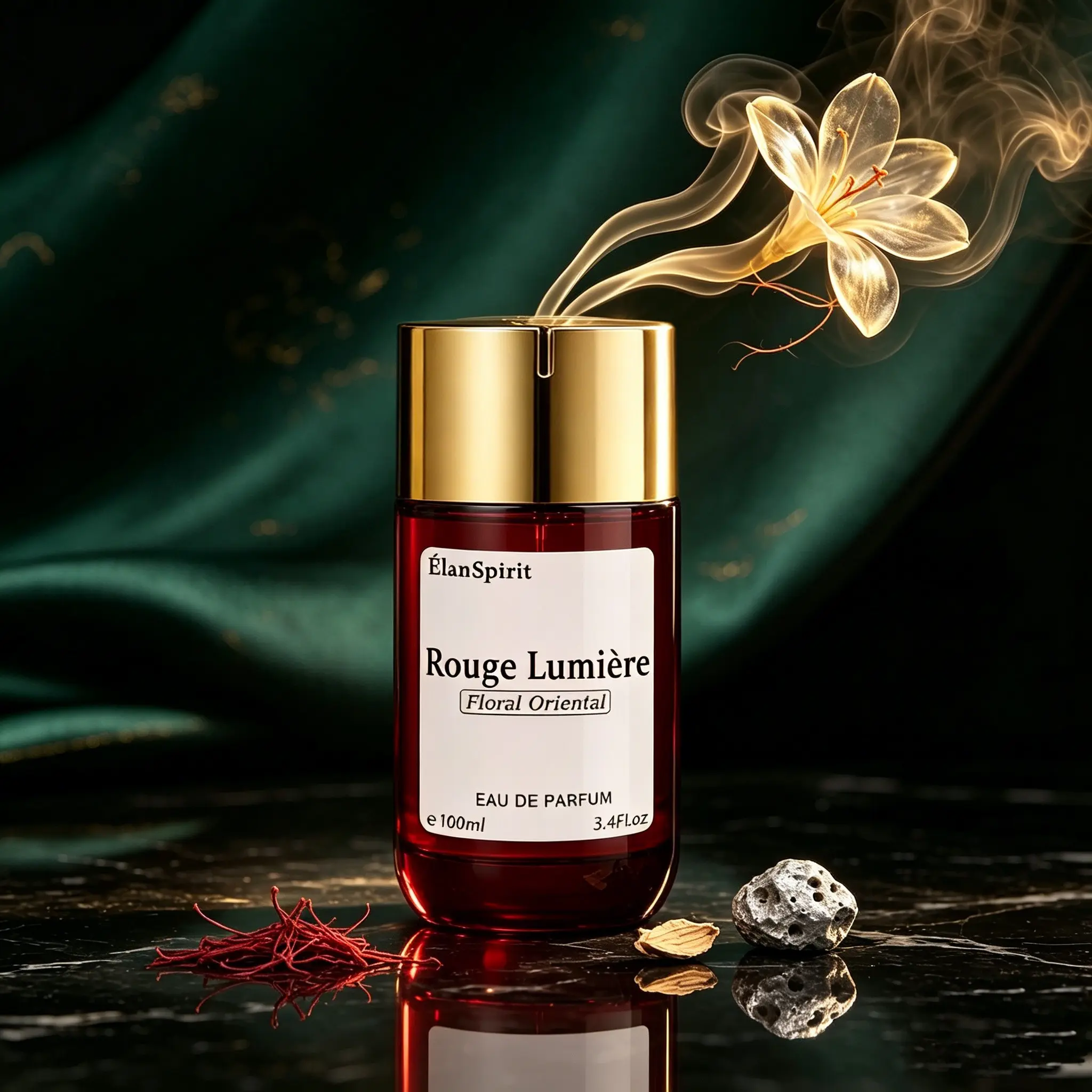 Saffron Jasmine Aromatic Unisex Fragrance Eau de Parfum 100ml – Rouge Lumière, A Long-Lasting Floral Oriental Amber Perfume, Addictive Saffron Jasmine Scent