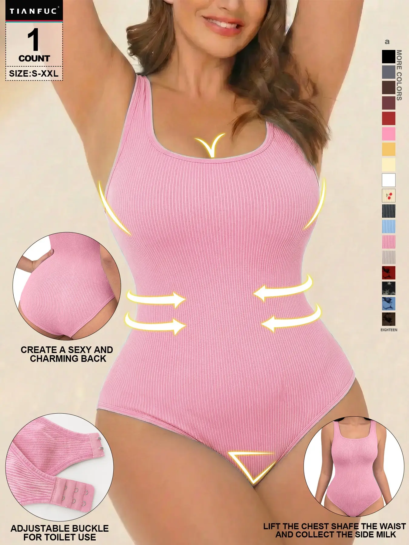 Women's Seamless Faja Shapewear Smooth Bodysuit, Tummy Control Flat Belly Waist Cincher, Slimming & Sculpting Body Shaper Thong Underwear, All Seasons
