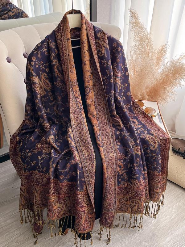 Bohemian Women's Pashmina Scarf, Long Printed Boho Style Shawl in Paisley Design, Soft and Stylish Headscarf in Multiple Colors