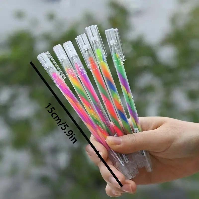 Colorful Glitter Pen, 6/18 Counts Spiral Writing Pen, DIY Decorative Pen for Scrapbooking, Journaling, Drawing, Writing for New year gift