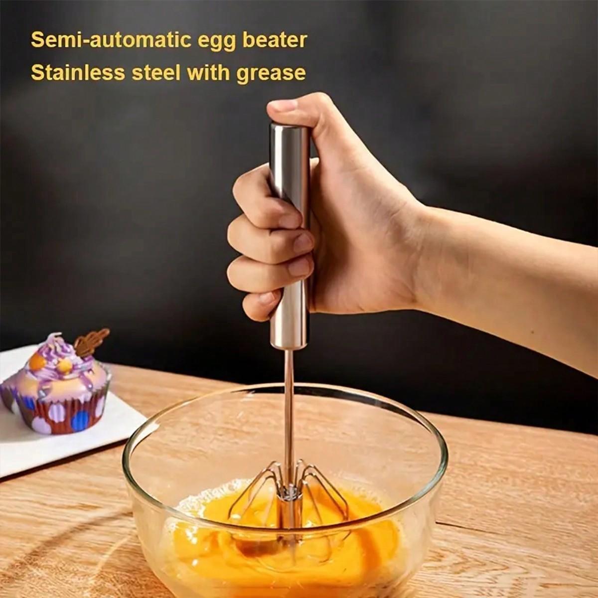 Manual Egg Beater, 304 Stainless Steel Press Type Semi-automatic Egg Mixer, Household Baking Cream Beater, Kitchen Accessories, Utensils