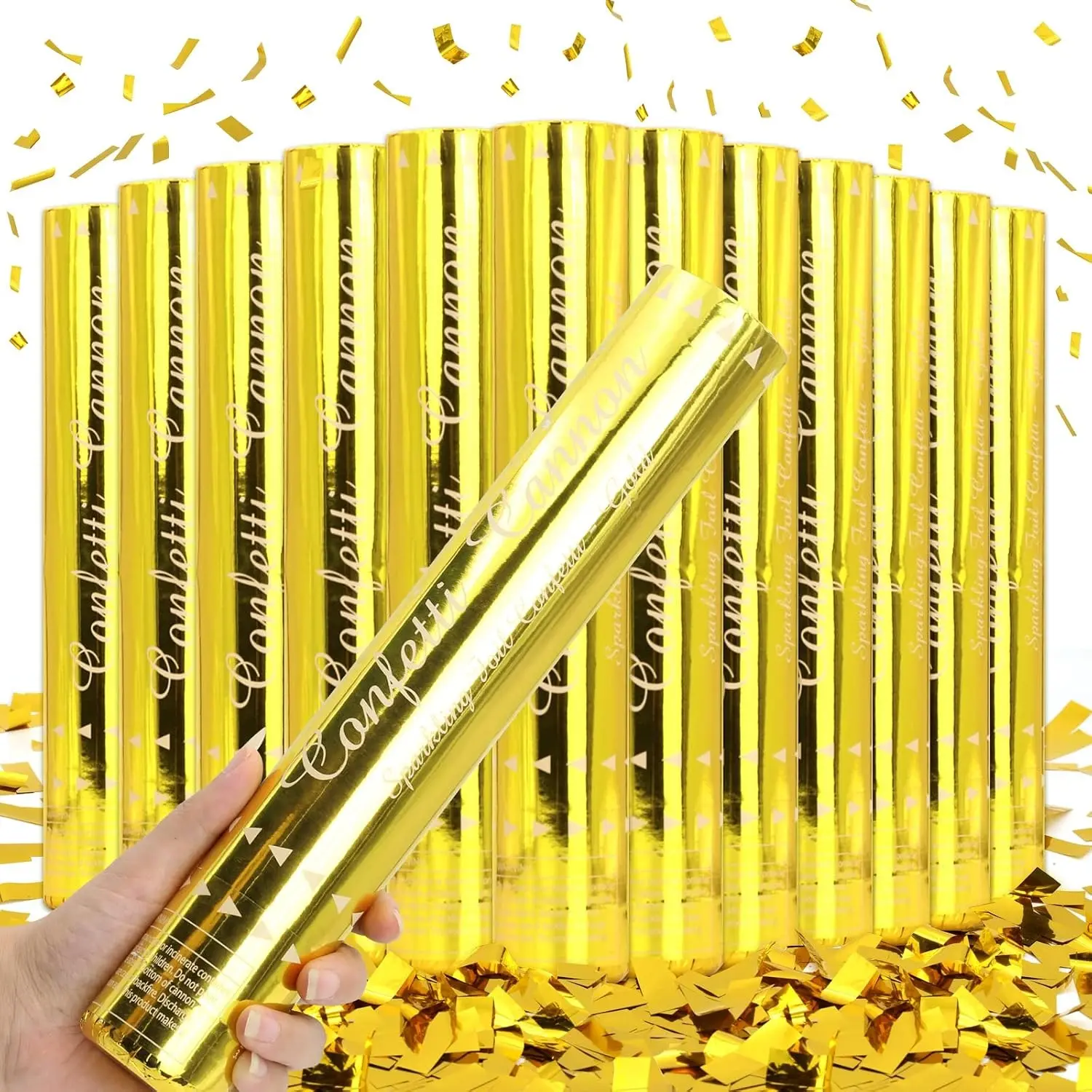 12 Pack Gold Confetti Poppers - Golden Confetti Cannon for Weddings, Birthdays, Graduations, Baby Showers, Anniversaries, Christmas, New Year's EveGift