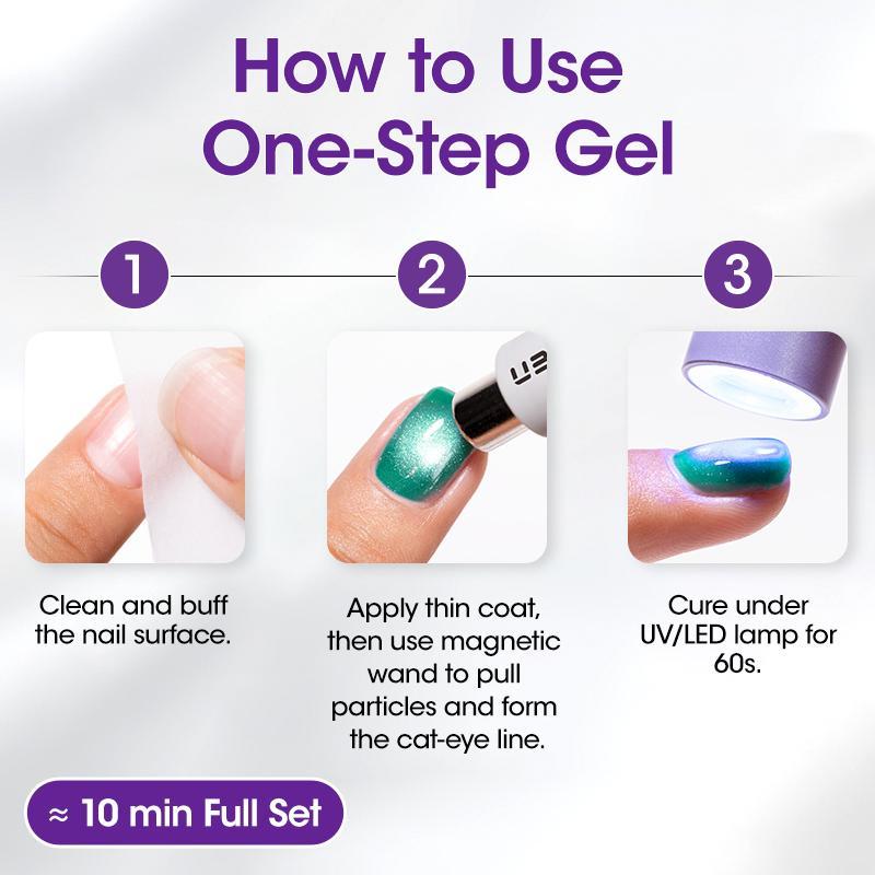 GELLEN PRO BIO One-Step Gel Nail Polish Cat-Eye Set with AI Smart UV Lamp | 5-in-1 Formula | Fast Curing & Beginner-Friendly Salon Cutics Cosmetic Manicure