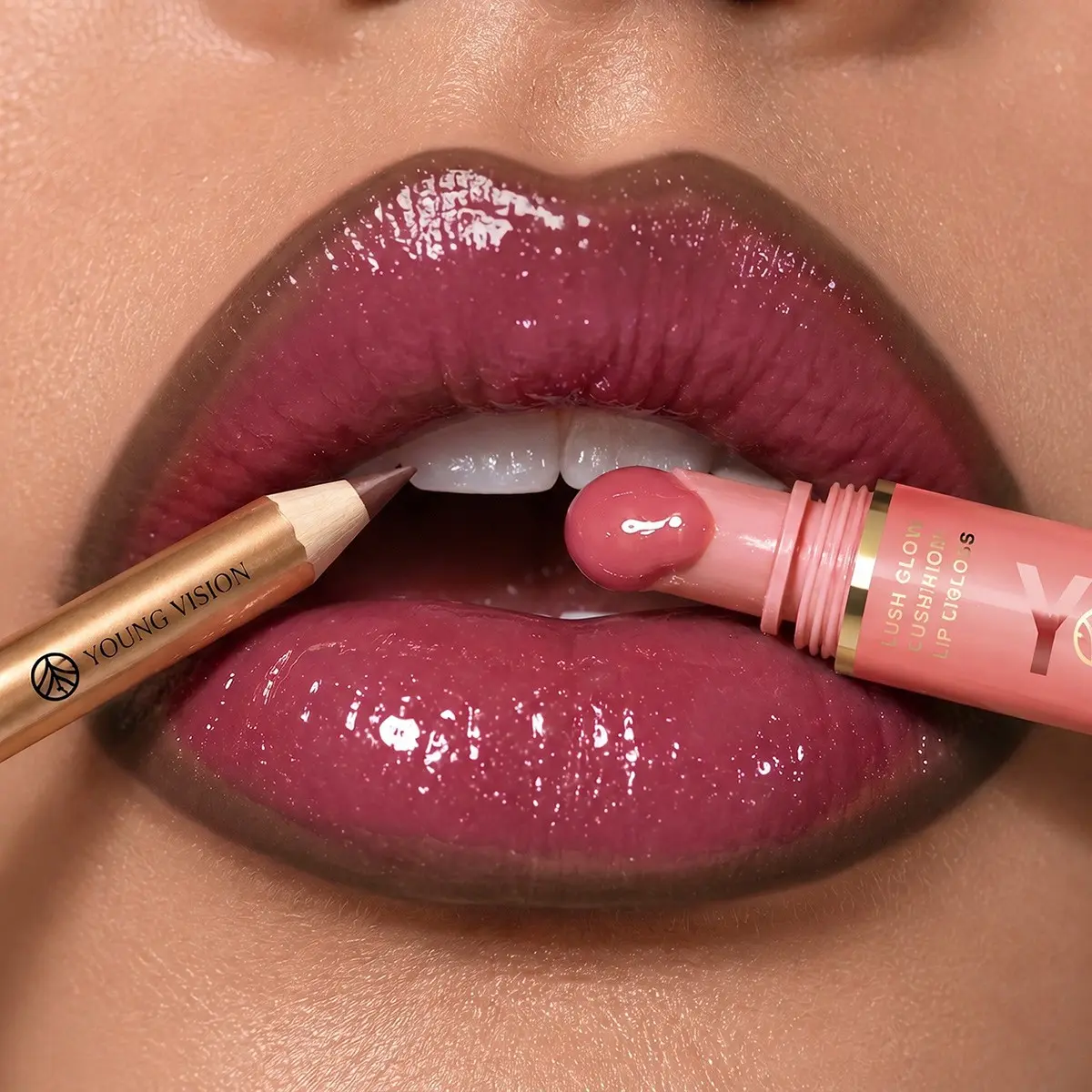 YOUNG VISION Lip Liner & Glossy Liquid Lipstick Set, Define Lips for Full Hydrated Glass Effect, Style Makeup, Hydrating