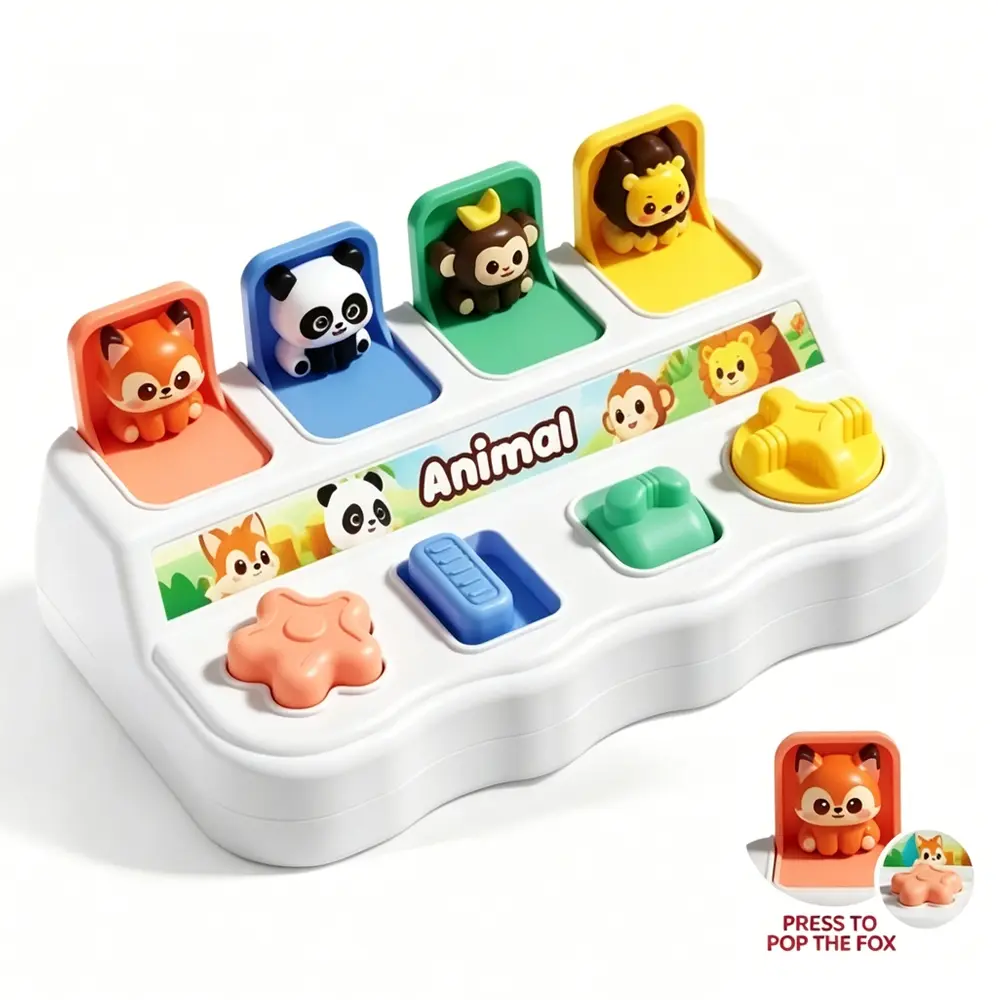 Children's Interactive Animal Hide-and-Seek Toy Box, Indoor Play Equipment - Multicolor Learning Game with Hidden Animal Figures, Promotes Motor Skill Development and Cognitive Play, Color and Animal Classification, Children's Birthday Gift