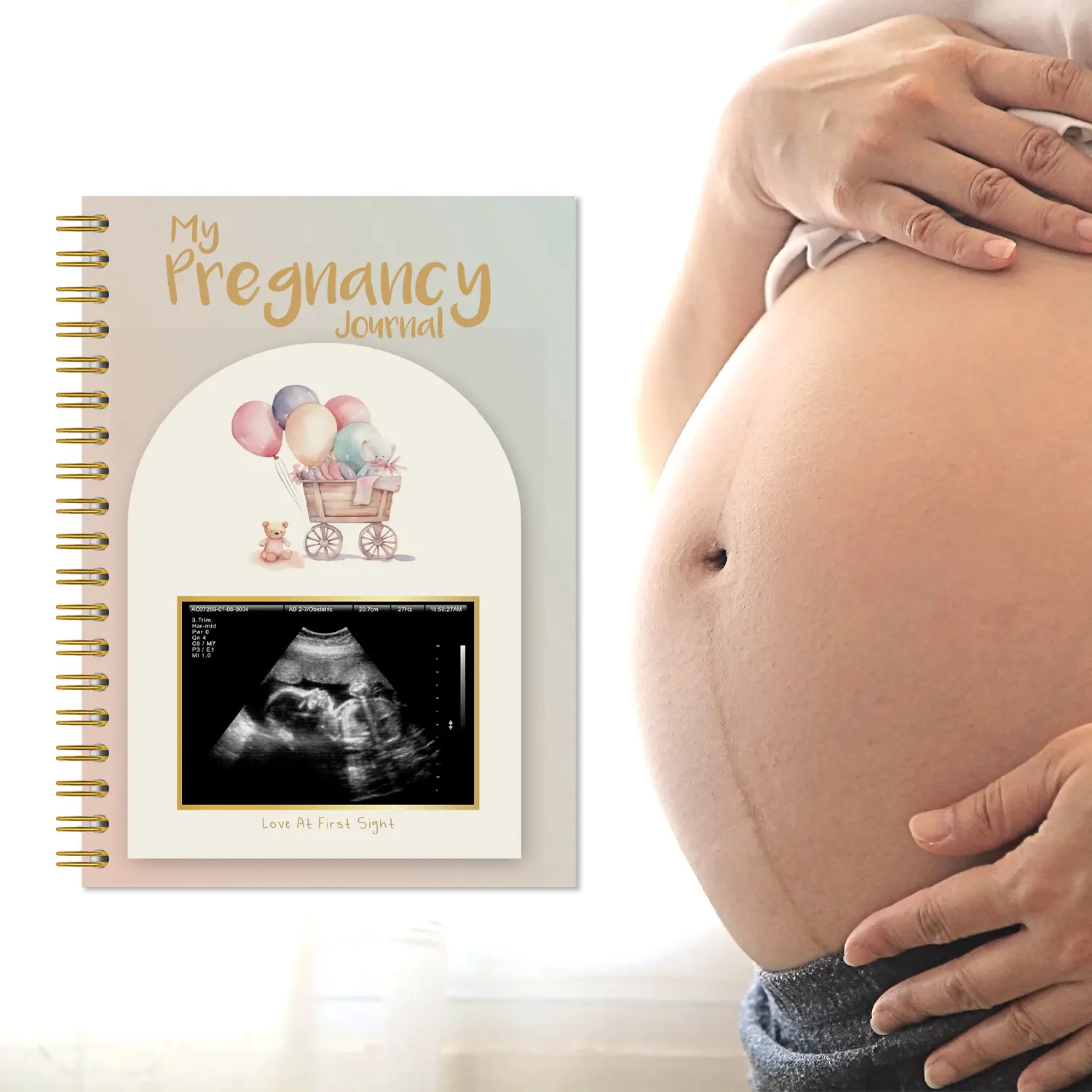 82pages Pregnancy Journal Memory Book, Pregnancy Book for Gift, New Moms, Sonogram Photo, Milestone Tracker, Third Trimester Diary, Functionality