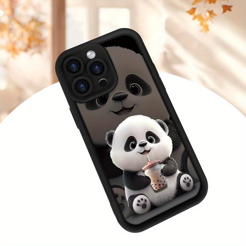 Case Designed for iPhone 16 Pro Max 15 Plus 14 13 Mini 12 11 X XR XS Creative Panda Pattern Design Drop Protection Anti-Scratch Silicone Soft Phone Cover Gift for Girls and Women
