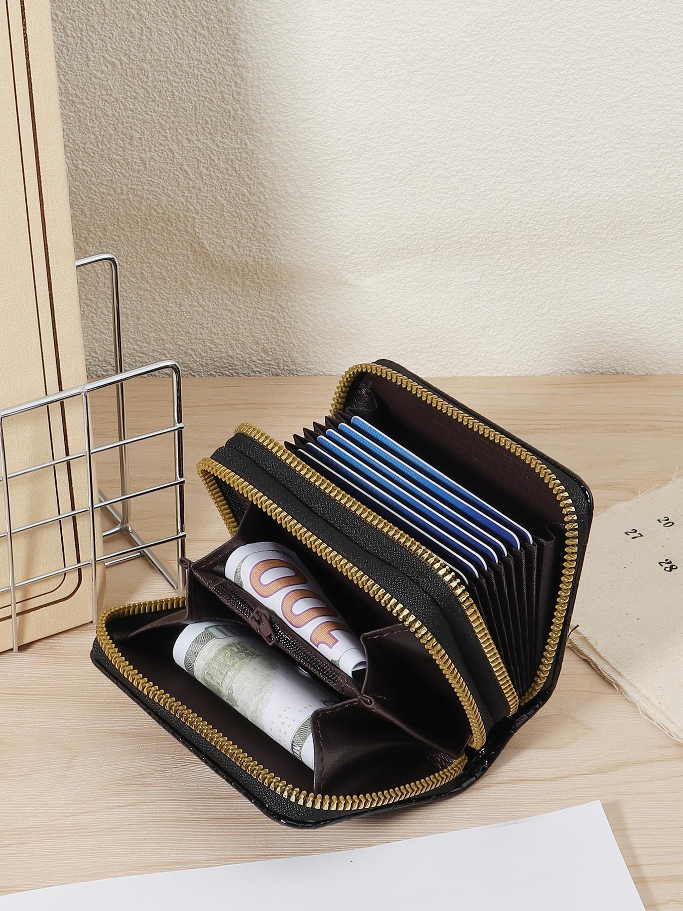 Fashionable Butterfly & Heart Pattern Card Holder, Minimalist Double Zipper Portable Short Wallet, Large Capacity Multifunctional Card Bag, Cardholder, Exquisite Cardholder, Card Organizer