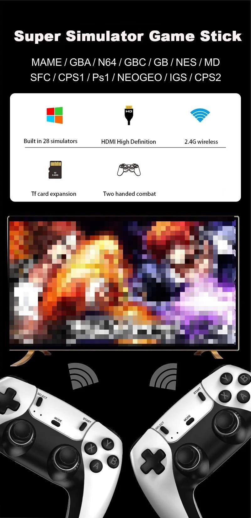 Trending New 4K TV Game Stick Ultra Handheld Game Player with Dual Wireless Controller – 50000+ Games – Family Game System