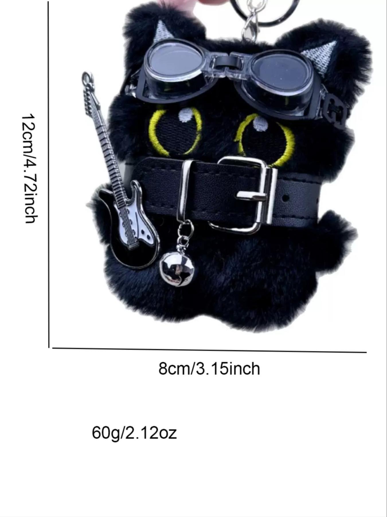 Cute Cat Design Keychain, Punk Style Plush Pendant Keychain for Women & Men, Fashion Accessories for Daily Use, Trendy All-match & Exquisite Keychain for Birthday Gift, Fuzzy Keychain, Stylish Keychain
