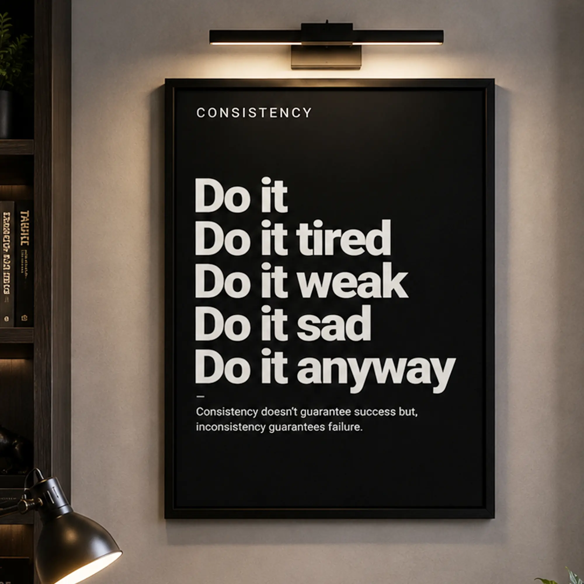 Viokalt Consistency Do It Anyway Quotes Canvas Poster  Motivate Inspirational Quotes Wall Art Gym Fitness Workout Quotes Print For Living Room Bedroom Wall Decor